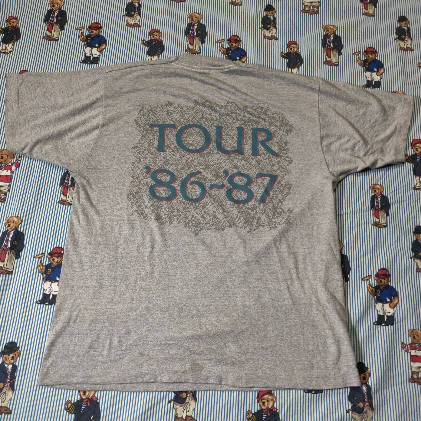 VTG 80s Eddie Money Gray Graphic Tour T Shirt MEDIUM/LARGE 86-87 Single stitch
