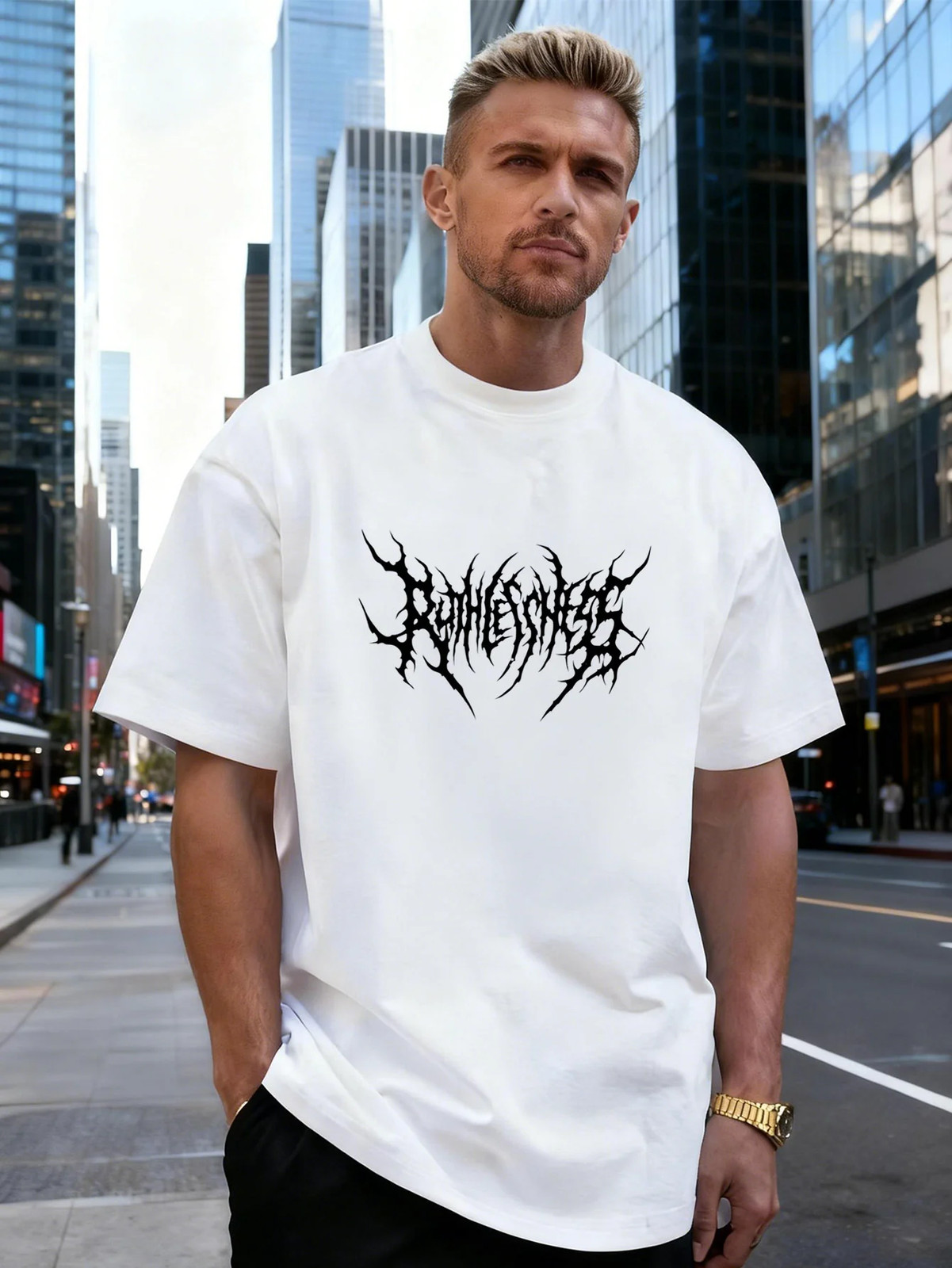 Letter Graphic 100% Cotton Men&rsquo;s T-Shirt, Suitable for Daily Streetwear