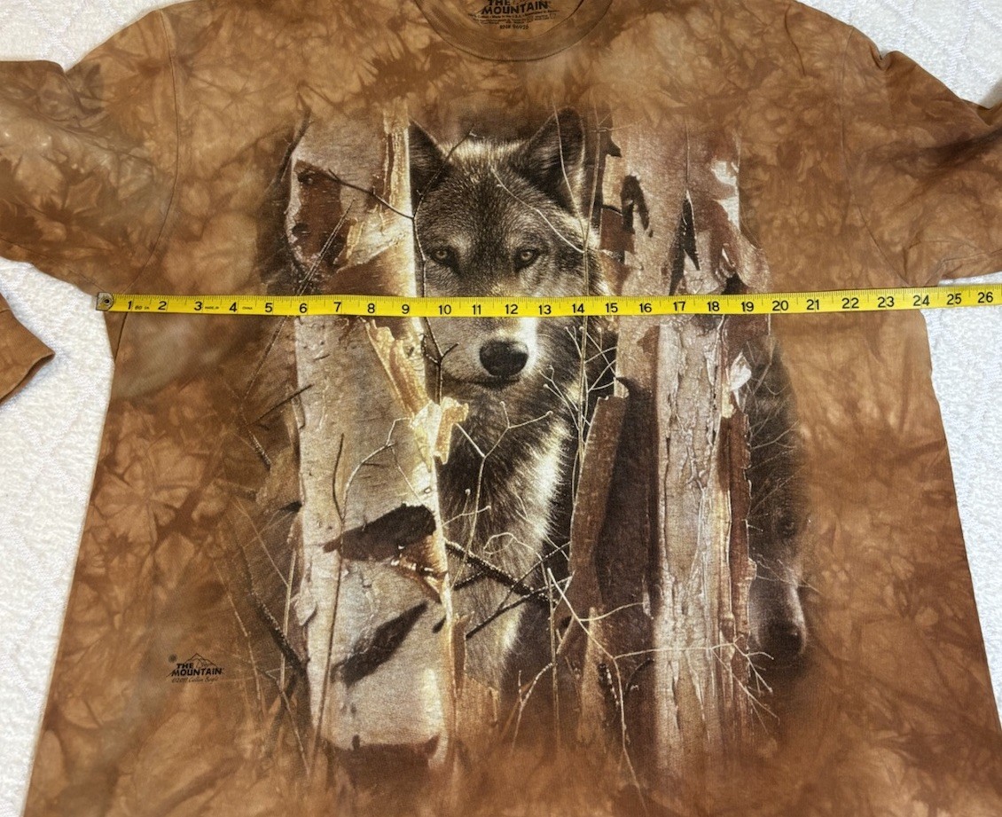 The Mountain 2011 Collin Bagel Wolf Woodland Fall Camo All Over Print Shirt XL