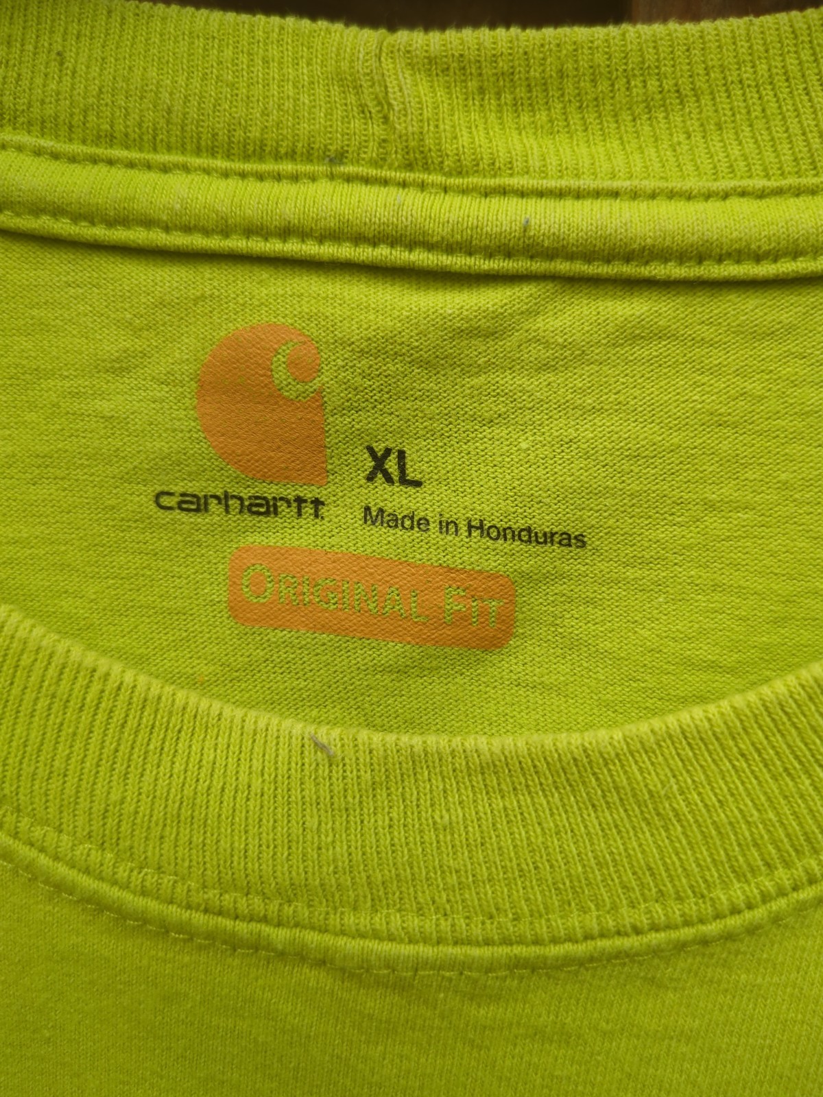 Carhartt Pocket T Shirt Lime Green Distressed Size XL Cotton Pit To Pit 26