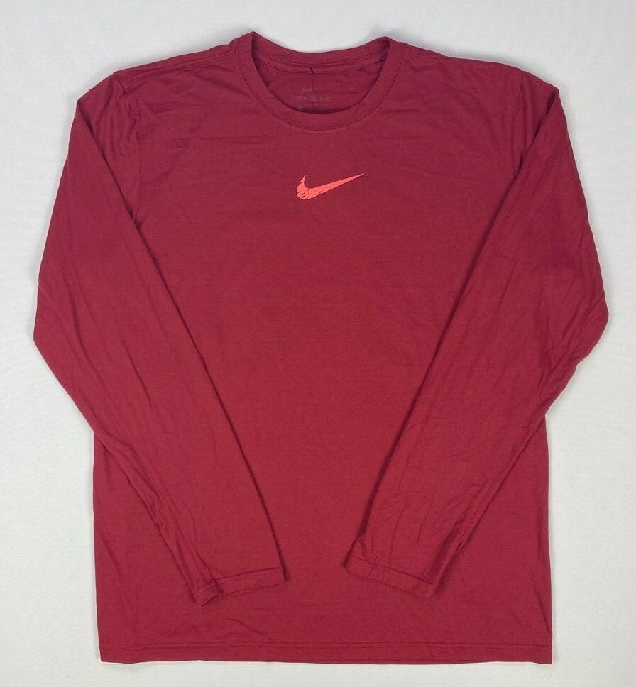 Men&rsquo;s Nike Tee Dry Dri-Fit Anti-Odor Standard Fit Polyester Long Sleeve Shirt