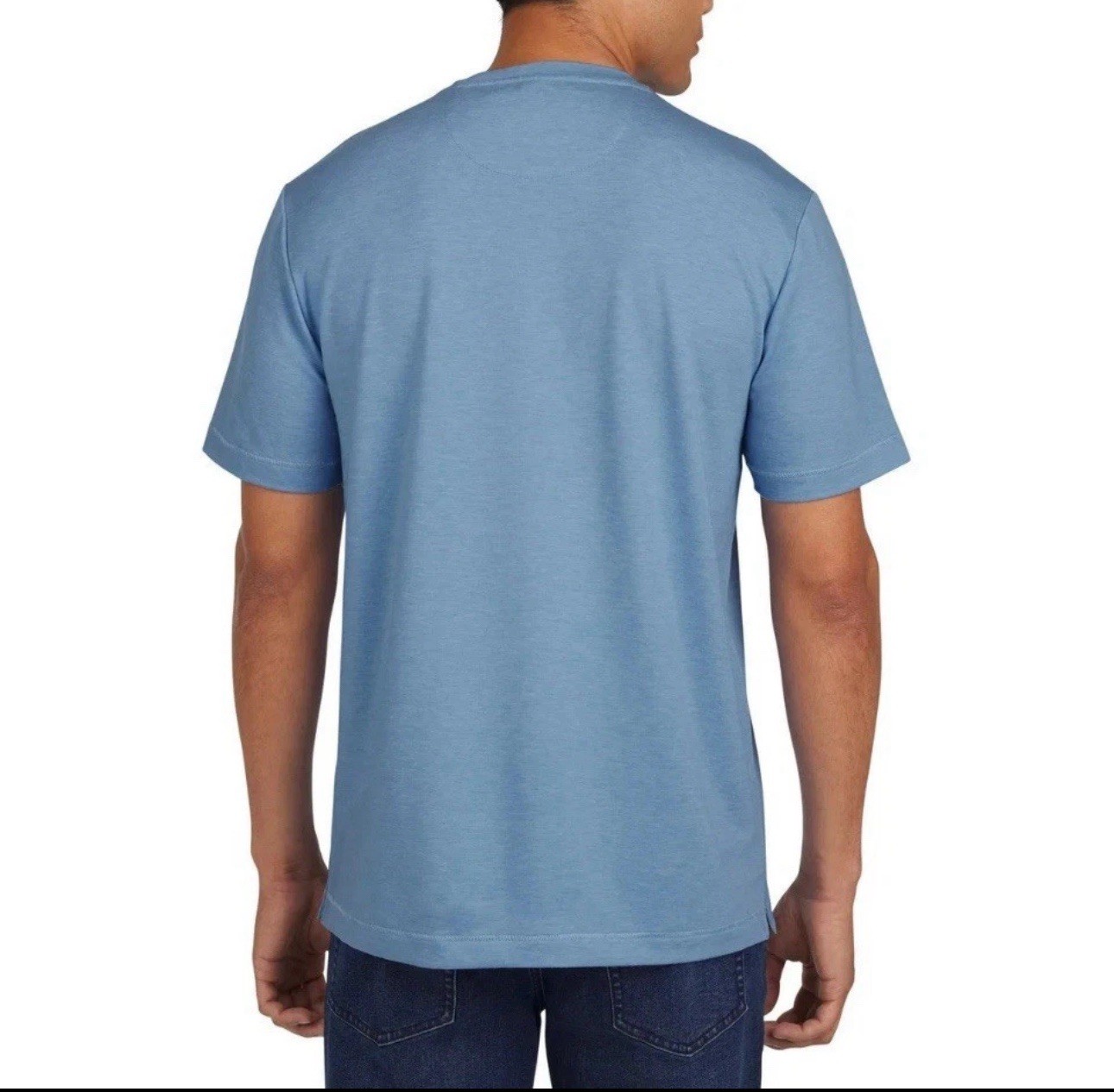 Lands’ End Men’s Short Sleeve Tee, Color Blue, Size Small, Classic Fit, Stretch.