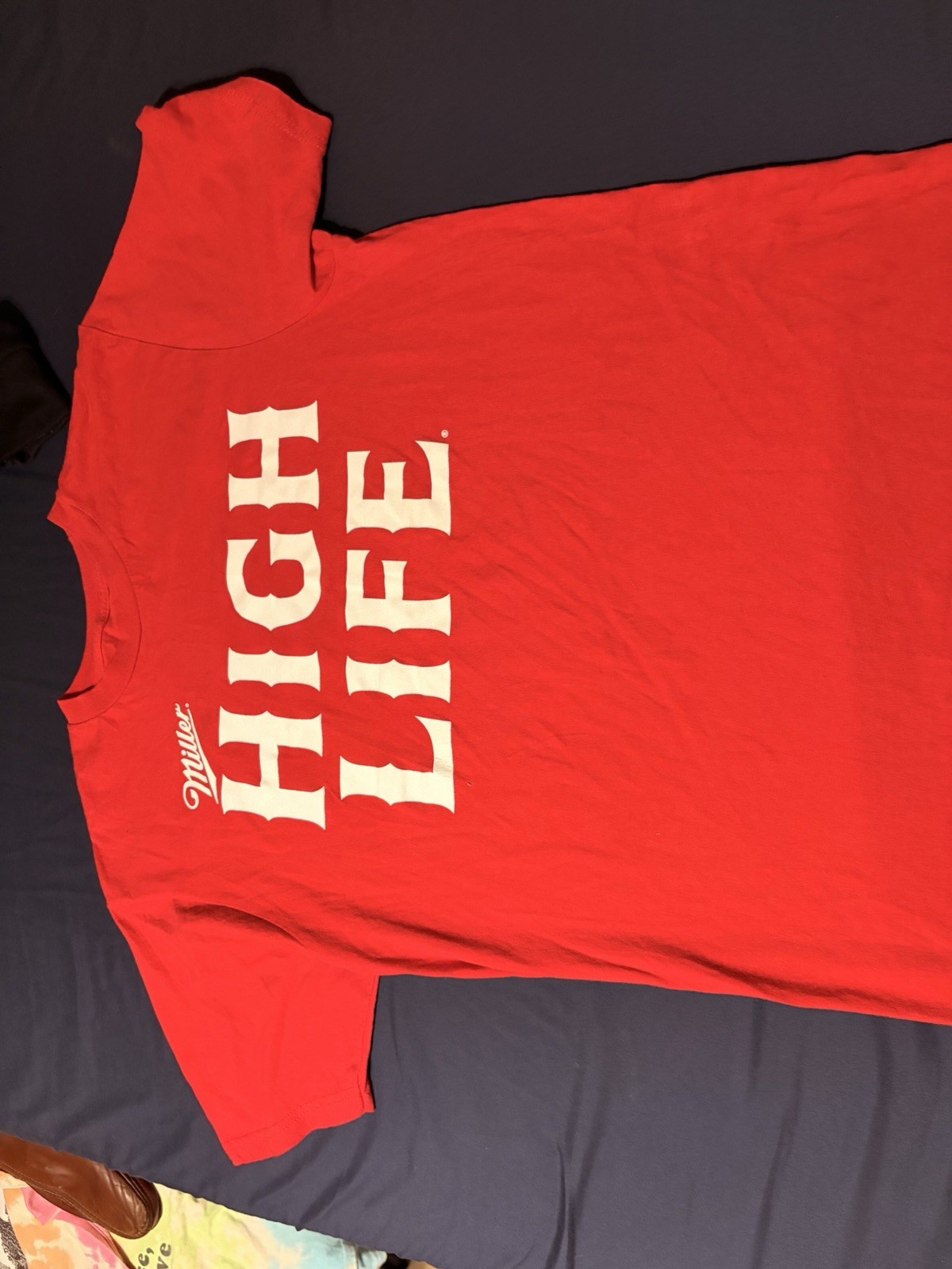 Miller High Life Graphic Logo Red/White Cotton Crew Neck Tee Men&rsquo;s L