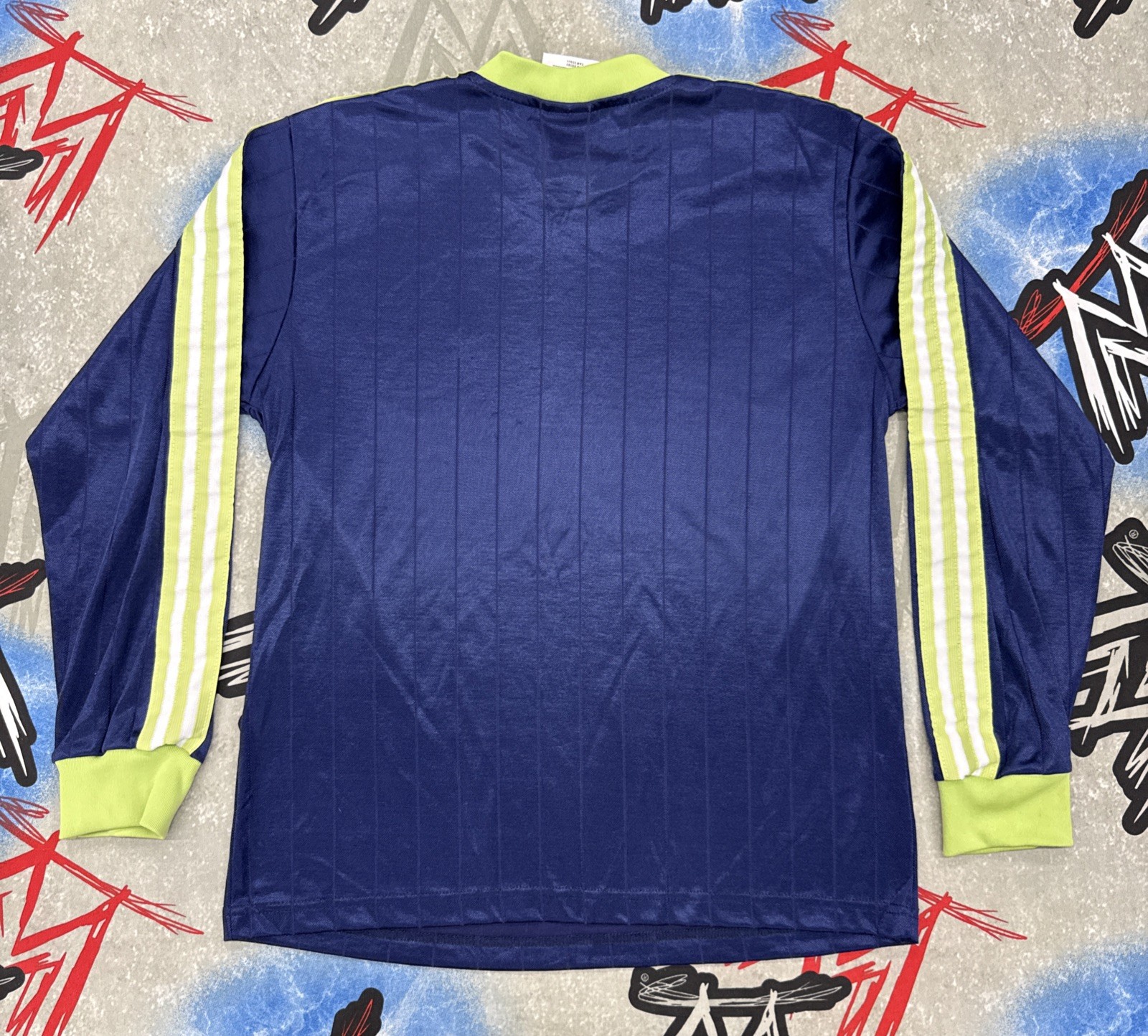 adidas Satin Long Sleeve Soccer Tre-Foil Blue Men&rsquo;s M T-Shirt