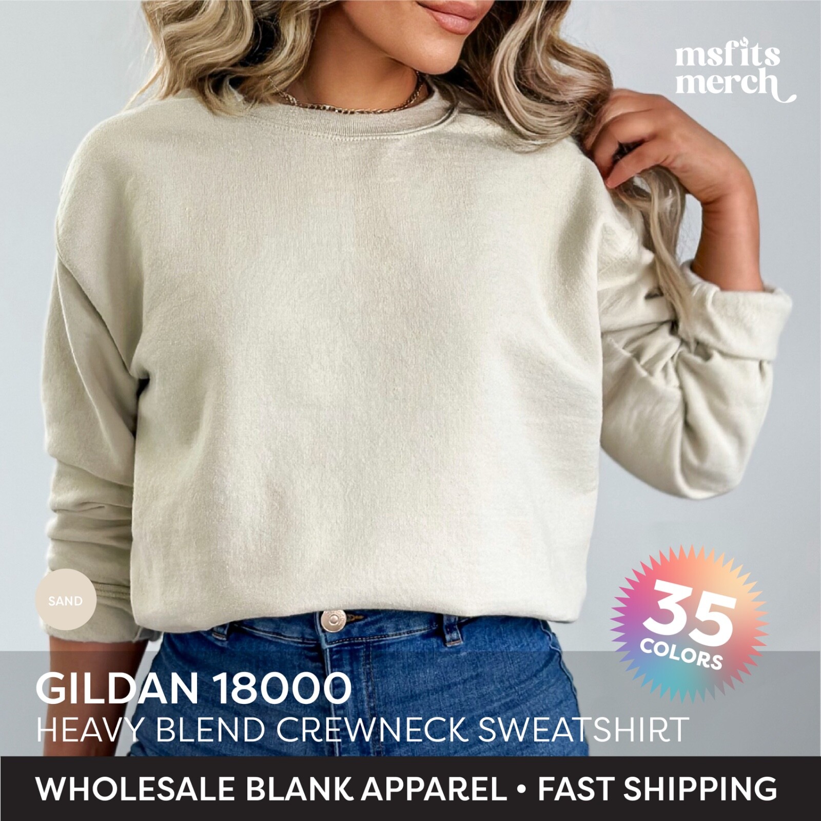 🔥Gildan Heavy Blend Sweatshirt Plain Crewneck Long Sleeve Blank Sweatshirt G180