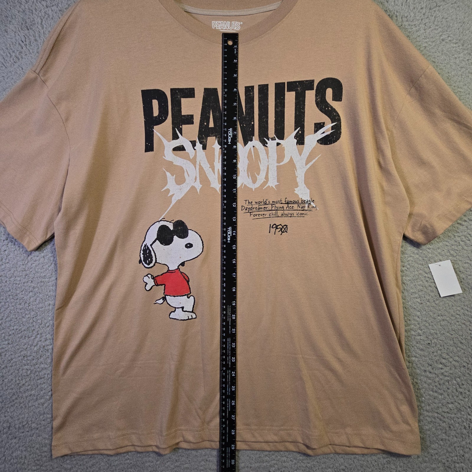 Peanuts® Snoopy Shirt Mens 2XL Brown Distressed Charlie Brown Baggy Street NWT