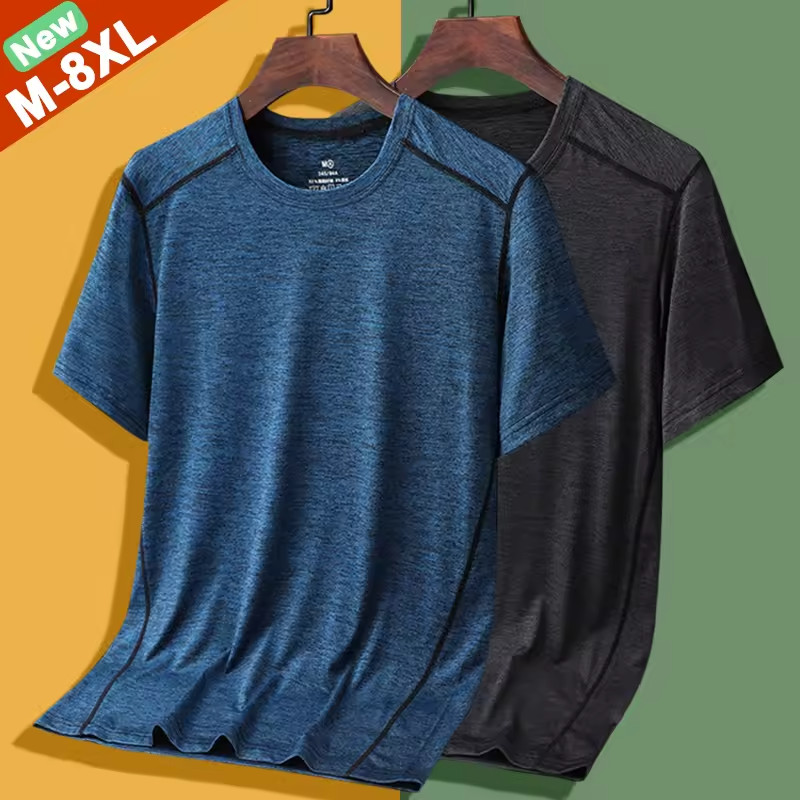 Men Big & Tall T-Shirt 6XL 7XL 8XL Casual Short Sleeve Polyester Stretch