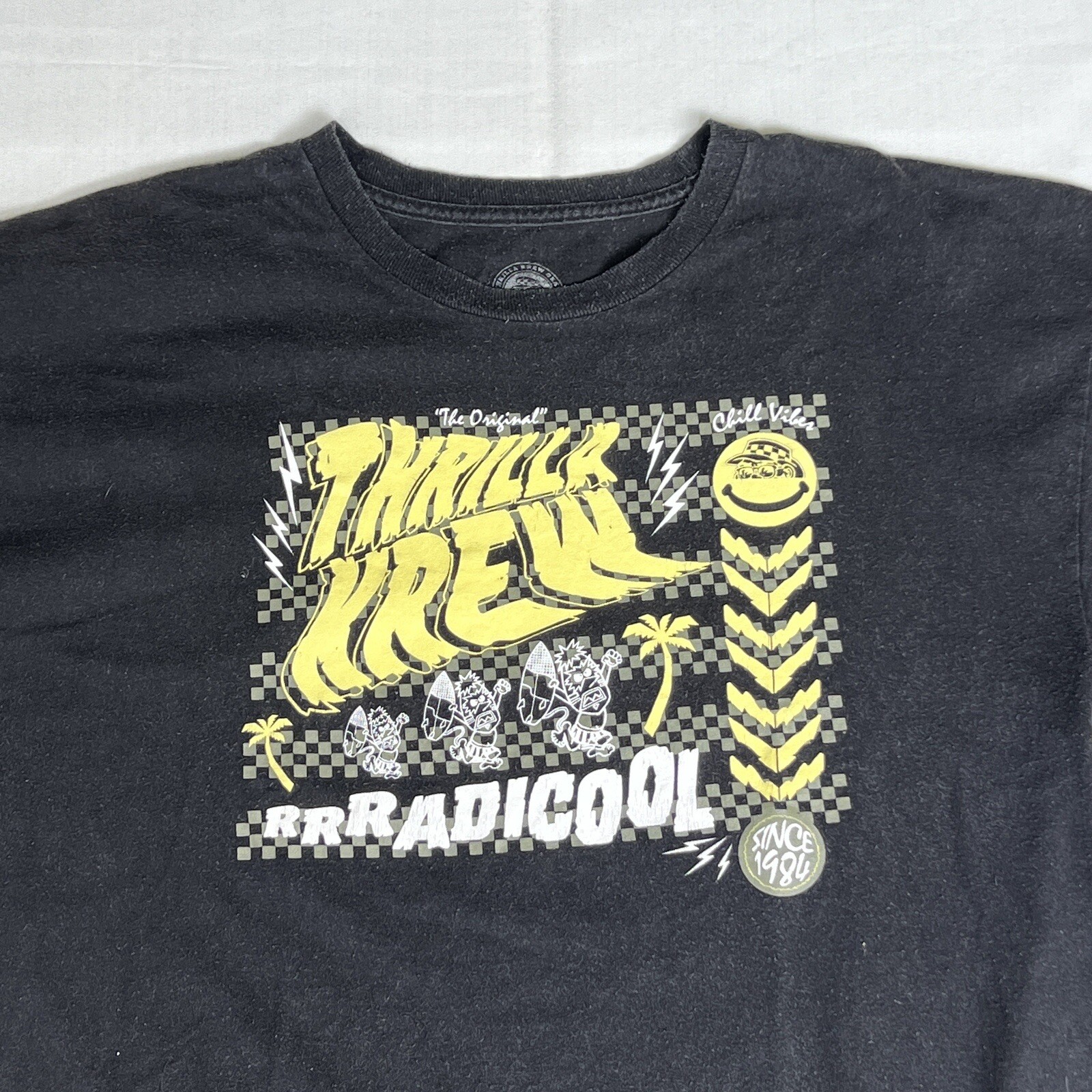 Thrilla Krew Surf Shirt Men’s L Black Gorilla Town & Country Hawaii Skate 2238
