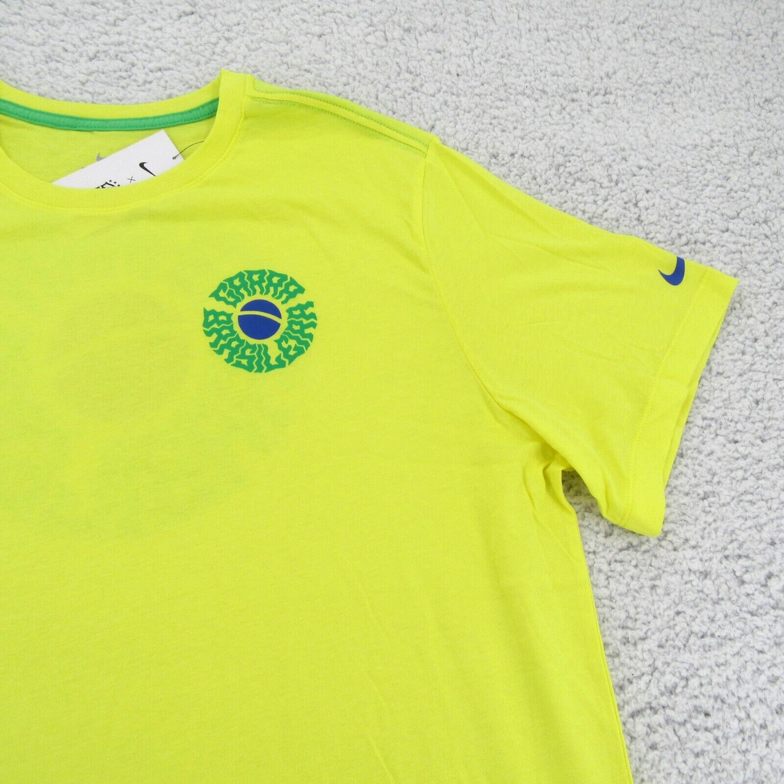 Nike Brazil Voice Graphic T-Shirt Men&rsquo;s Size Large Dynamic Yellow NEW DH7662-740