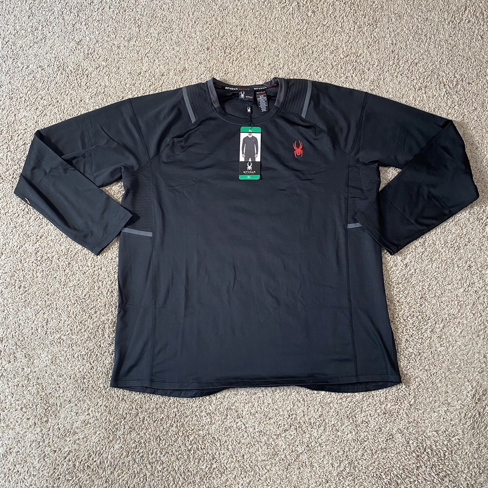 Spyder Men&rsquo;s Active Long Sleeve Tee T-Shirt ProWeb Microfleece Black XL