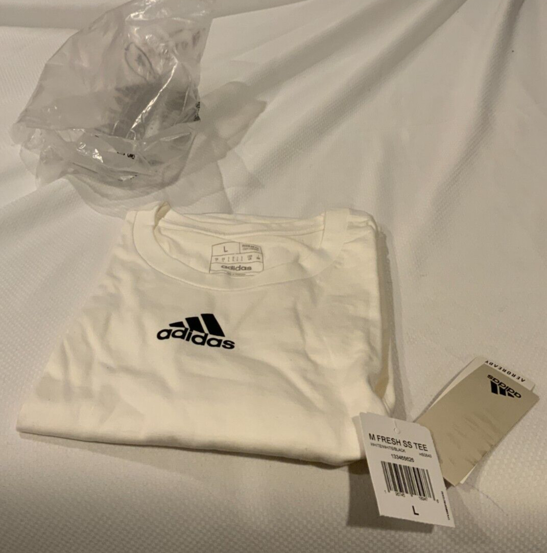 Adidas Men&rsquo;s Fresh SS Tee, Style# HS0843, Size L, Color White / Black