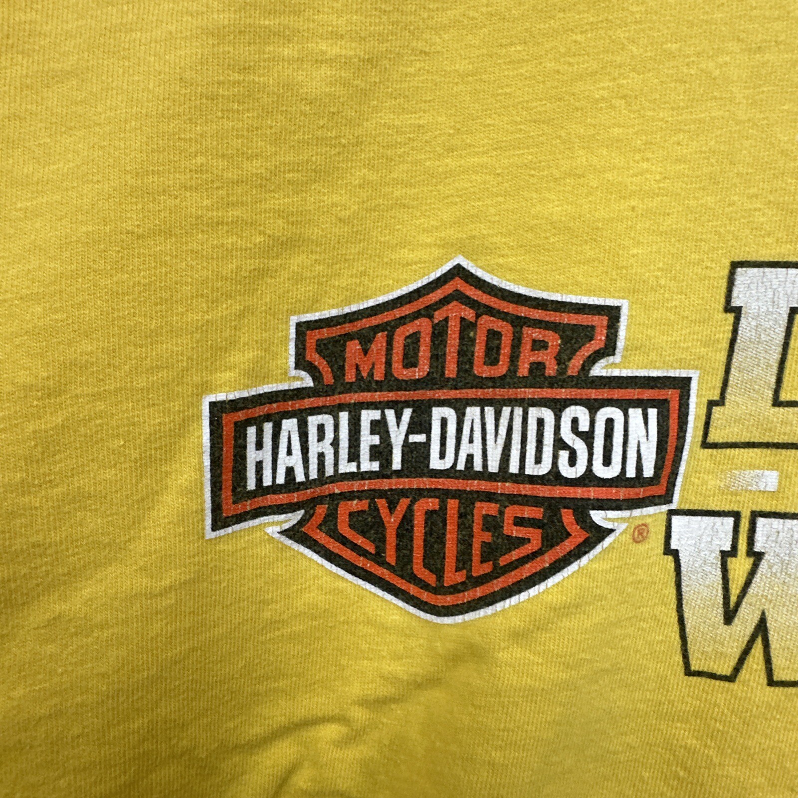 Harley Davidson Mens Yellow Las Vegas Nevada Motorcycle T Shirt XL Wide Open