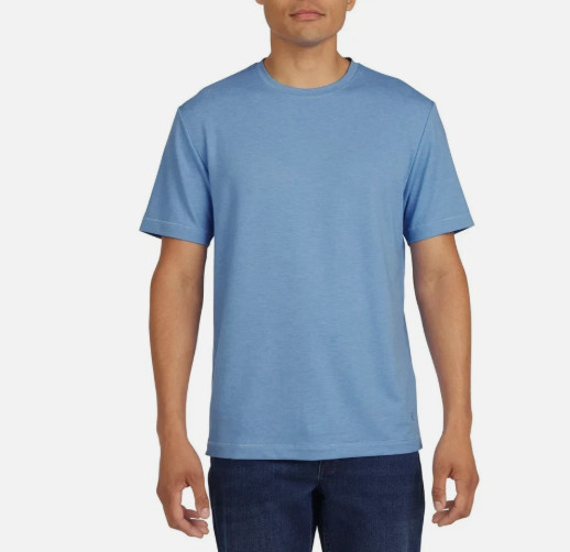 Lands&rsquo; End Men&rsquo;s Classic Fit 4-Way Stretch Tee, Blue, MEDUIM