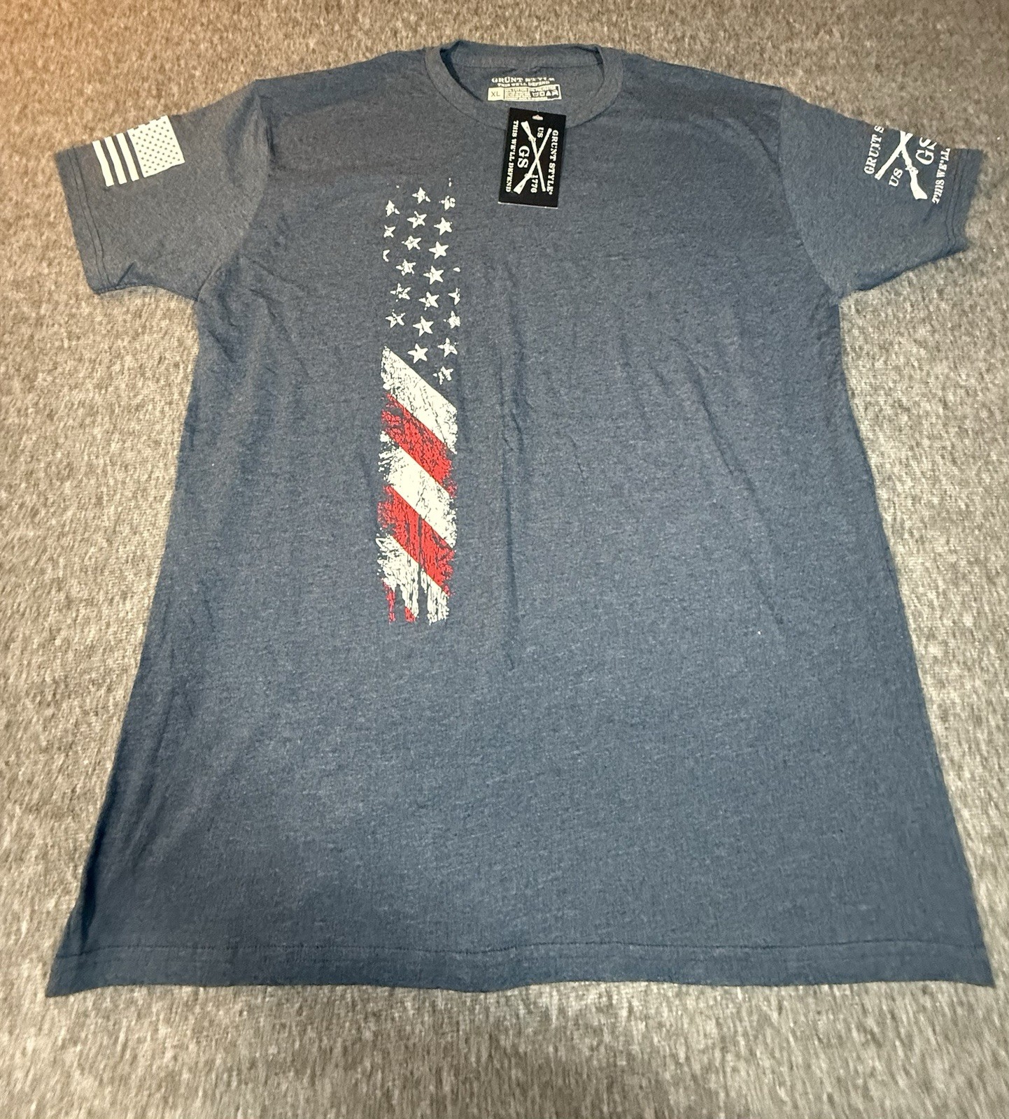 Brand New Grunt Style Men’s T Shirt Size XL Blue/Gray – American Flag – USA 250