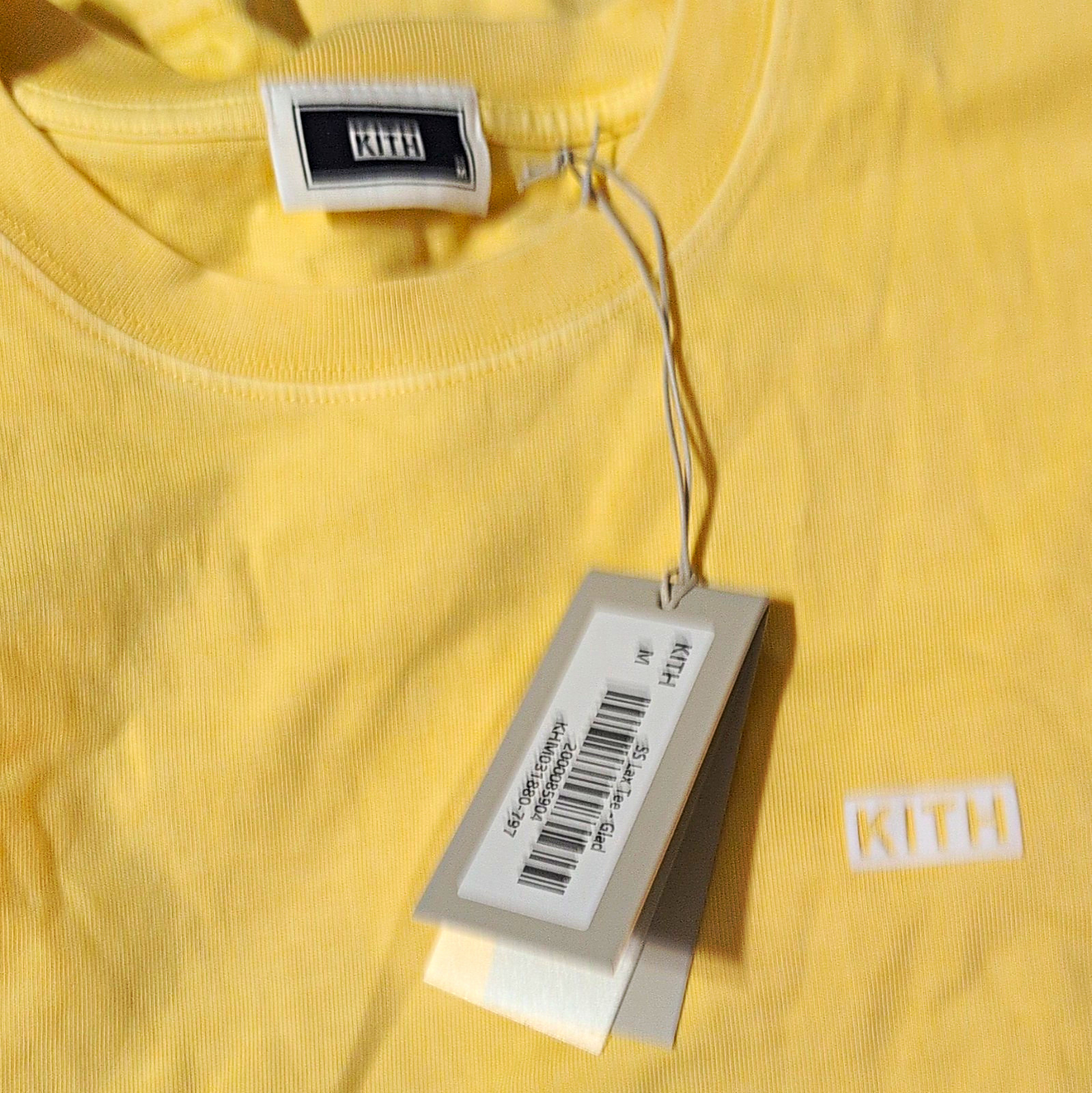 KITH Men&rsquo;s Yellow Solid Logo Crew Neck Short Sleeve T-Shirt Size M