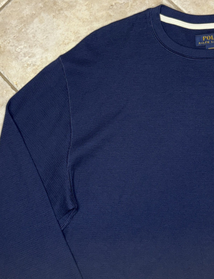 Polo Ralph Lauren Crew Neck Waffle Knit Sleep Shirt Mens XLT Navy w/ Pony NWT