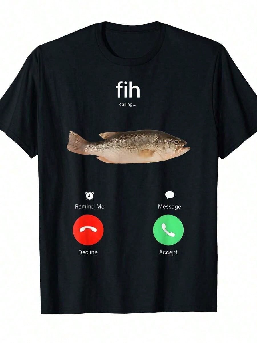 Men&rsquo;s Funny Angler Fishing Graphic T-Shirt Casual ShortSleeve Fisherman Gift Tee