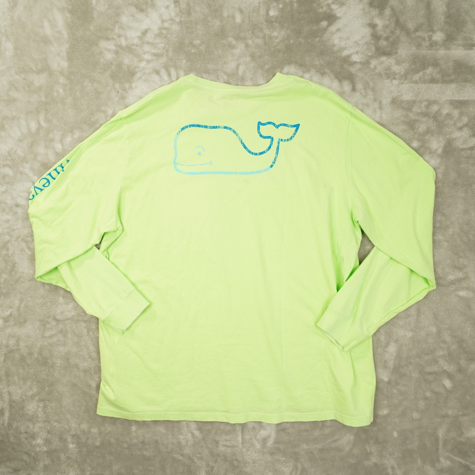 Vineyard Vines Long Sleeve Pocket Tee Men&rsquo;s XXL Green Neon Graphic Burgee Whale
