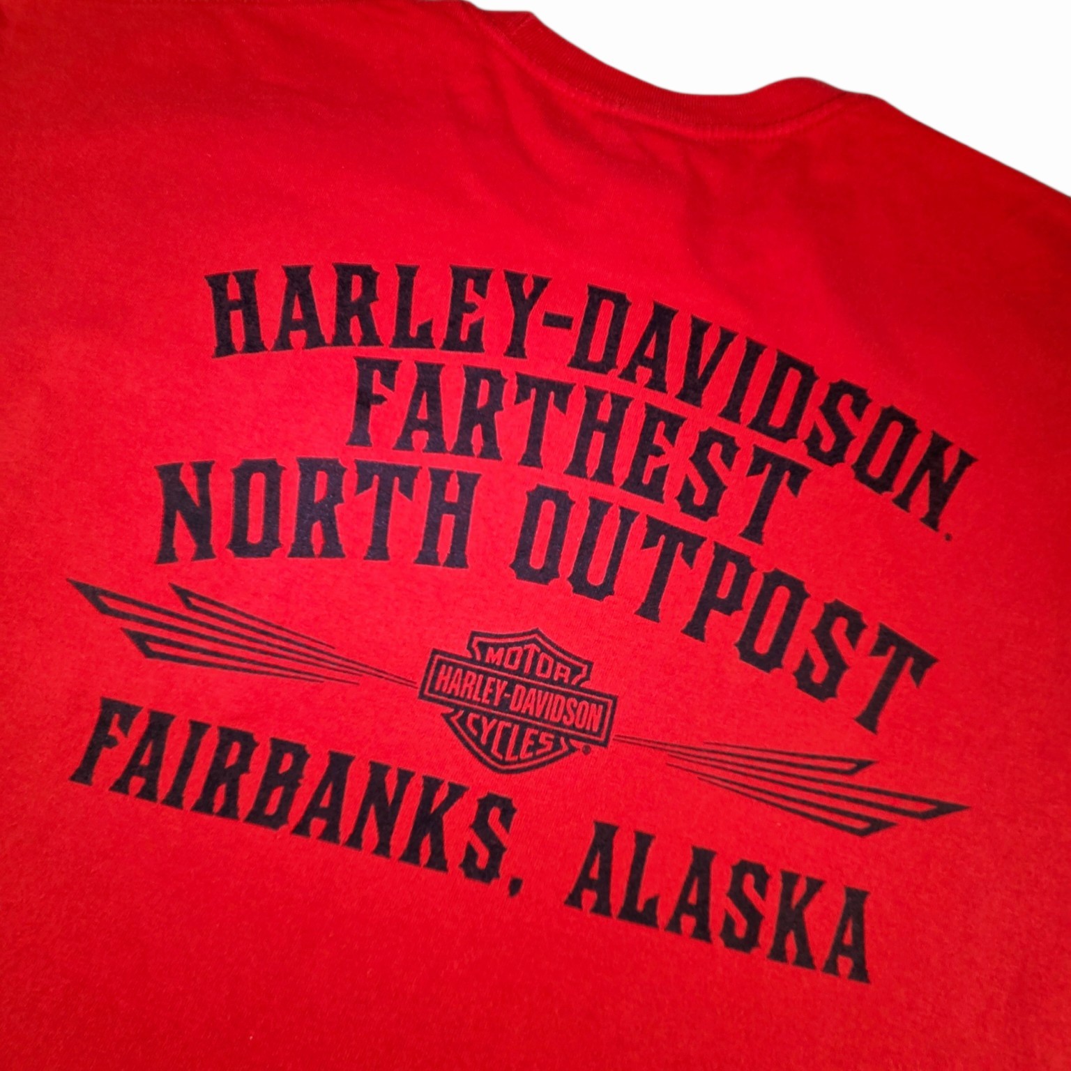 Harley Davidson T Shirt Mens XL Red Fairbanks Alaska Northern Most Outpost