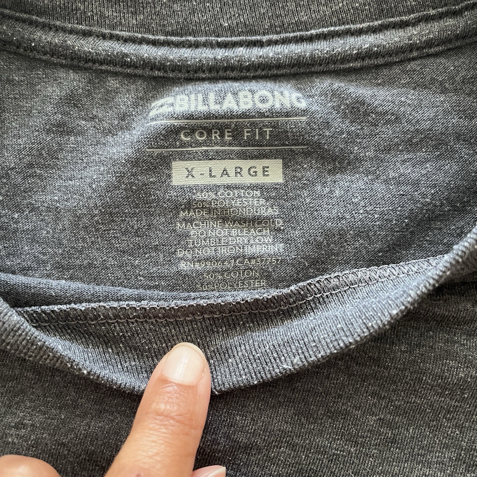 Billabong Gray Red Cotton Blend California Logo Surf T Shirt, Men&rsquo;s Size XL