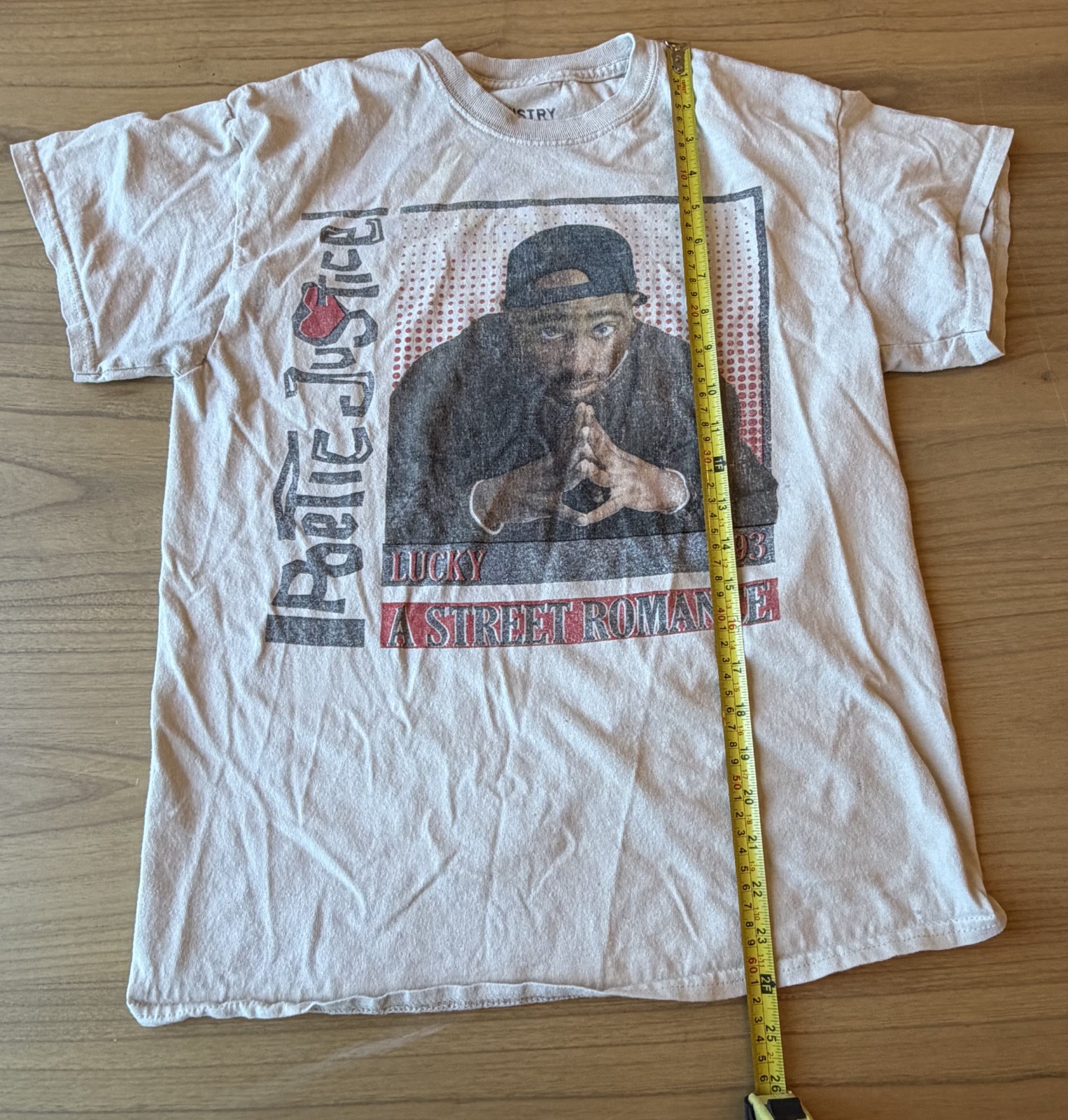 Poetic Justice Tupac Shakur T-Shirt Beige Size M 2Pac Graphic Y2K Rap Tee