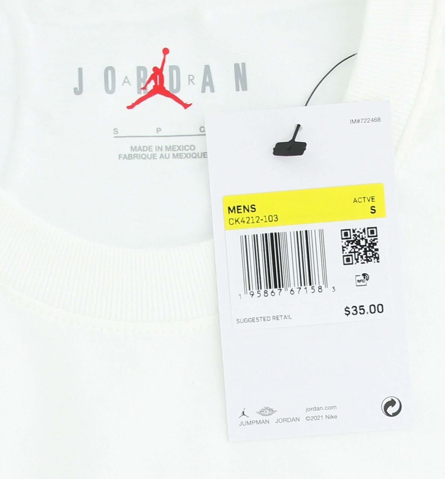 Nike Men&rsquo;s Air Jordan T-Shirt CK4212, 100% Cotton Jordan Air Wordmark T-Shirt