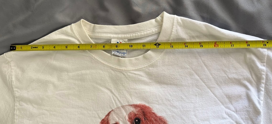 YAZBEK Vintage white top, American flag and Spca dog size L 100% cotton