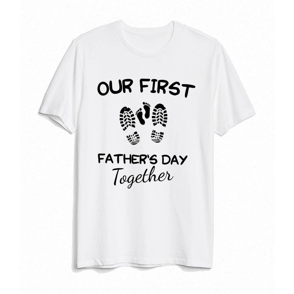New Our First Father&rsquo;s Day Cotton Gift For Dad White S to 5XL Tee Shirt