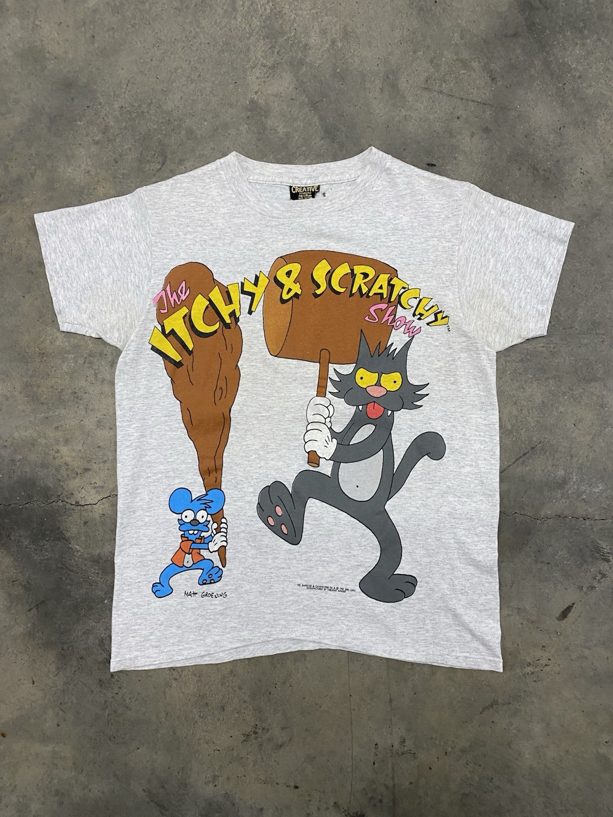 Rare 90’s Simpsons Itchy And Scratchy Big Print T-shirt Size M