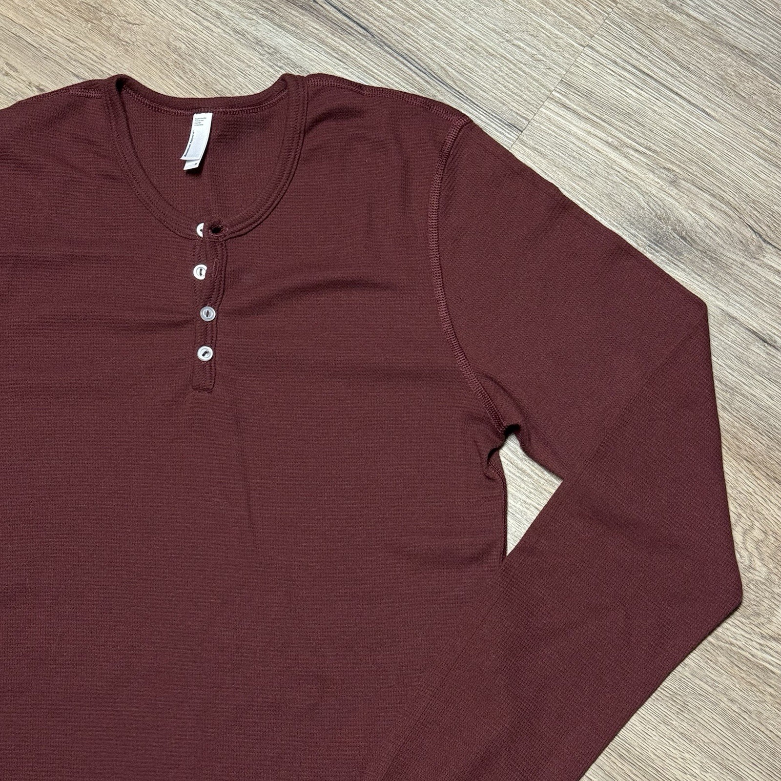 Vtg Y2K American Apparel Maroon Burgundy Thermal Henley Dexter Kill Shirt M