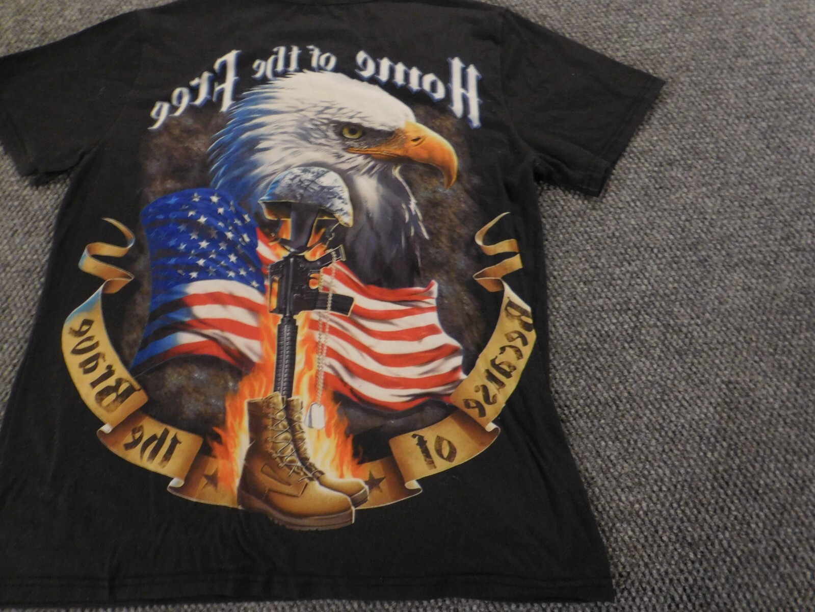 American Soldier Mens Shirt Extra Large Black Eagle home of the free gun