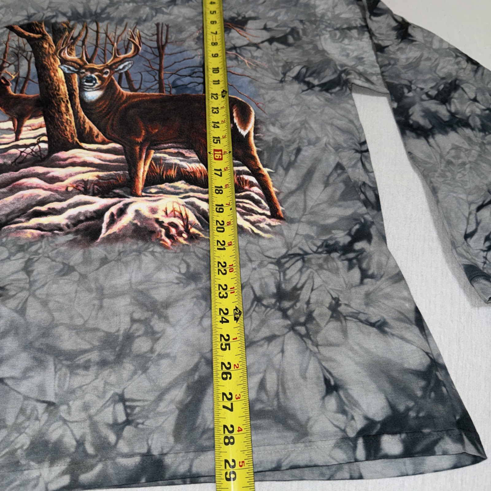 Back To Earth Shirt Mens XL Gray Deer Buck Graphic Long Sleeve Tie Dye Hunting