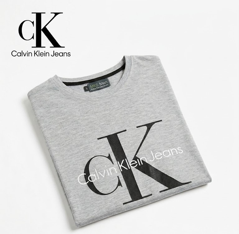 Calvin Klein Jeans Mens T-Shirt Grey M&S Man Cotton Blend Tee Top Size L