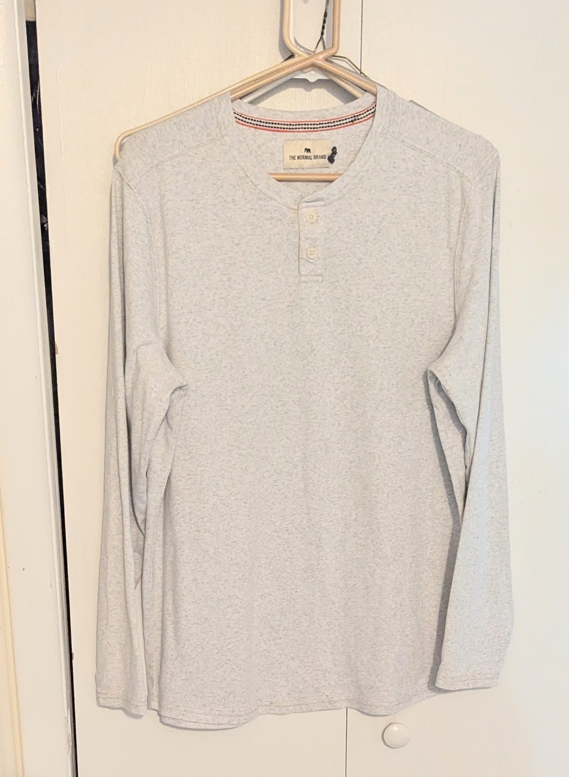 The Normal Brand Puremeso Two Button Henley Size L Gray Long Sleeve