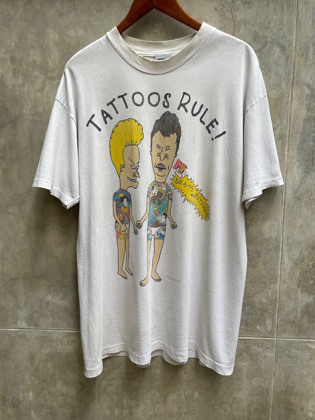 Rare Article 1994 BEAVIS and BUTTHEAD tattoos rule! mtv tee shirt size XL