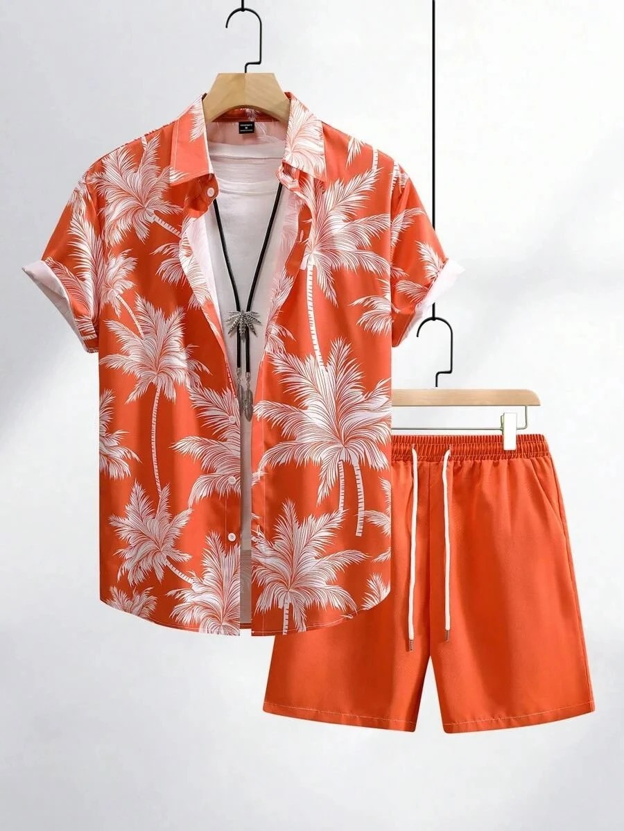 Men Summer Outfit 2-Piece Set Short Sleeve T-Shirt and Shorts Sweatsuit Set