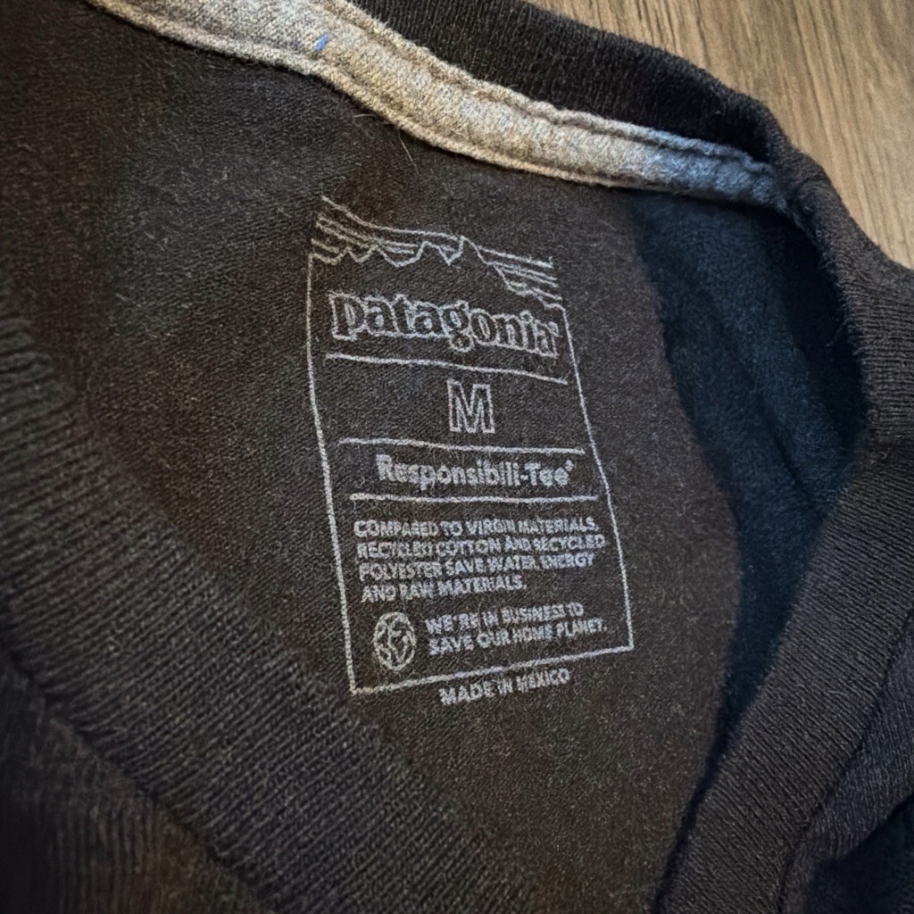 Patagonia Save Our Home Planet Black Graphic Logo T-Shirt Mens M Recycled Blend