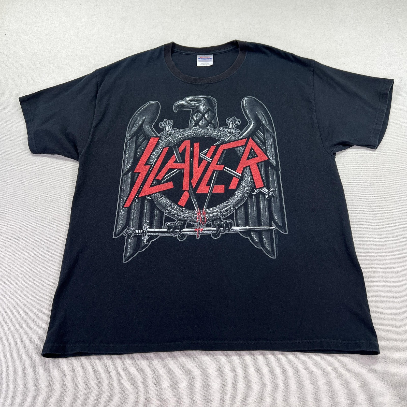 Slayer Shirt Mens XL Black Hanes Heavyweight 2010 Tour Band Tee Back Hit