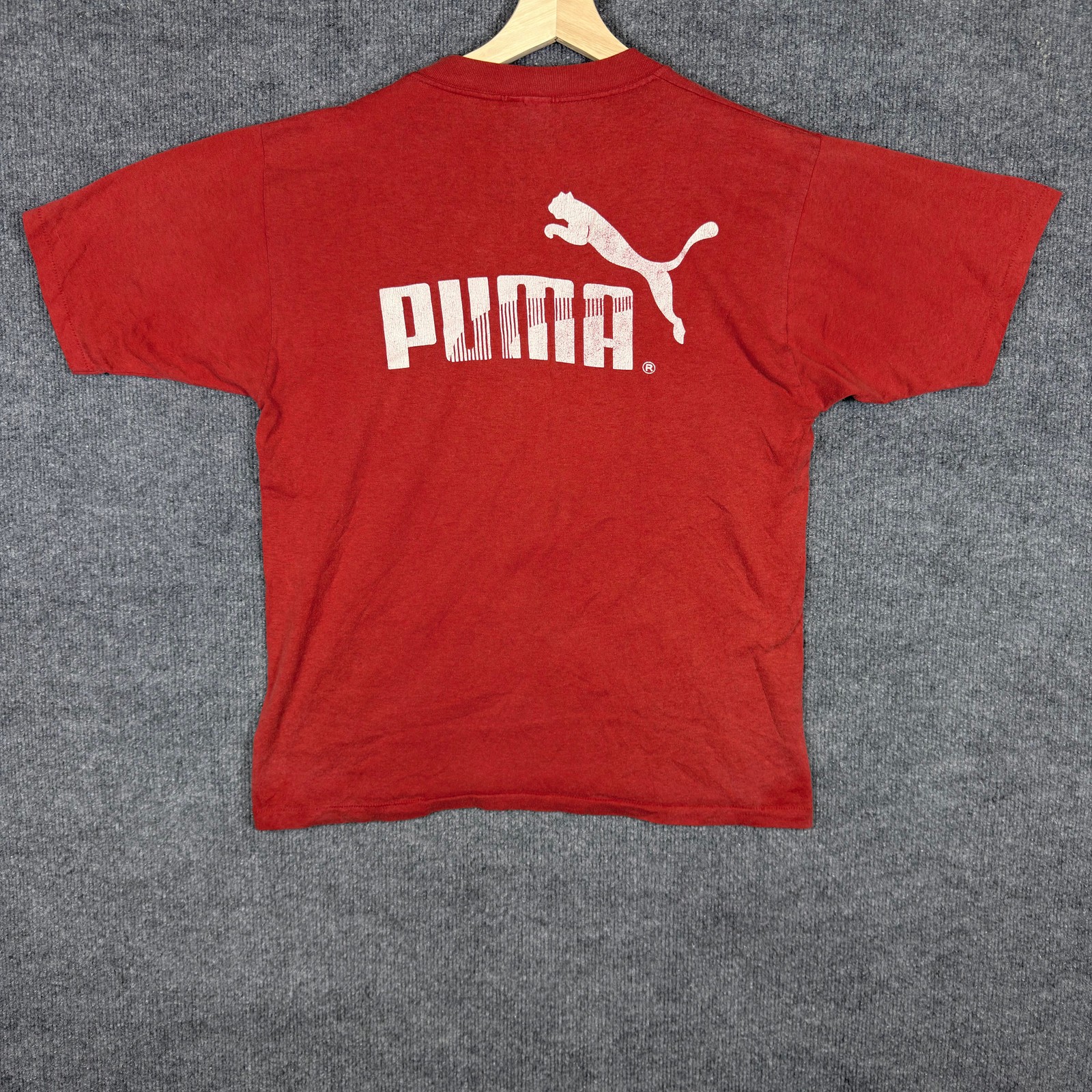 Vintage University of Hartford Puma T Shirt Mens L Red Hawks Single Stitch USA