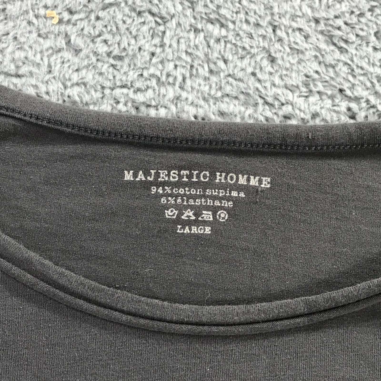 Majestic Filatures Deluxe Shirt Mens Large Crew Neck Homme Gray Casual Adult