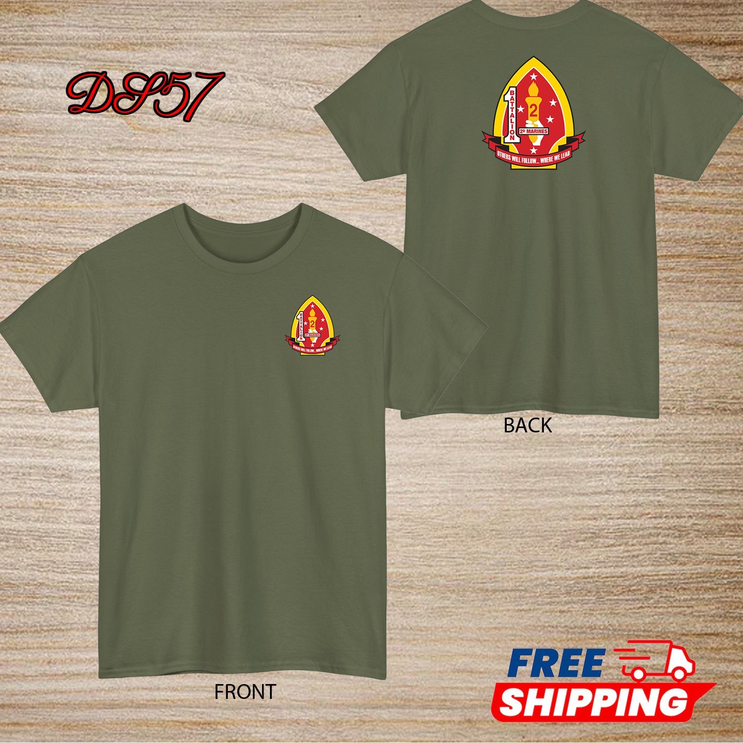 1st Battalion 2nd Marine Regiment USMC T-Shirt Logo S to 5XL Made In USA