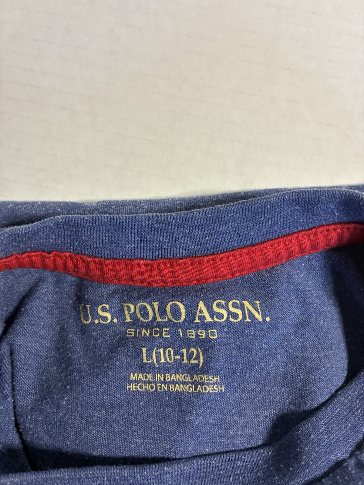 U.S. Polo Assn. Blue Solid Embroidered Logo Tee Cotton Blend Teen L (10-12)