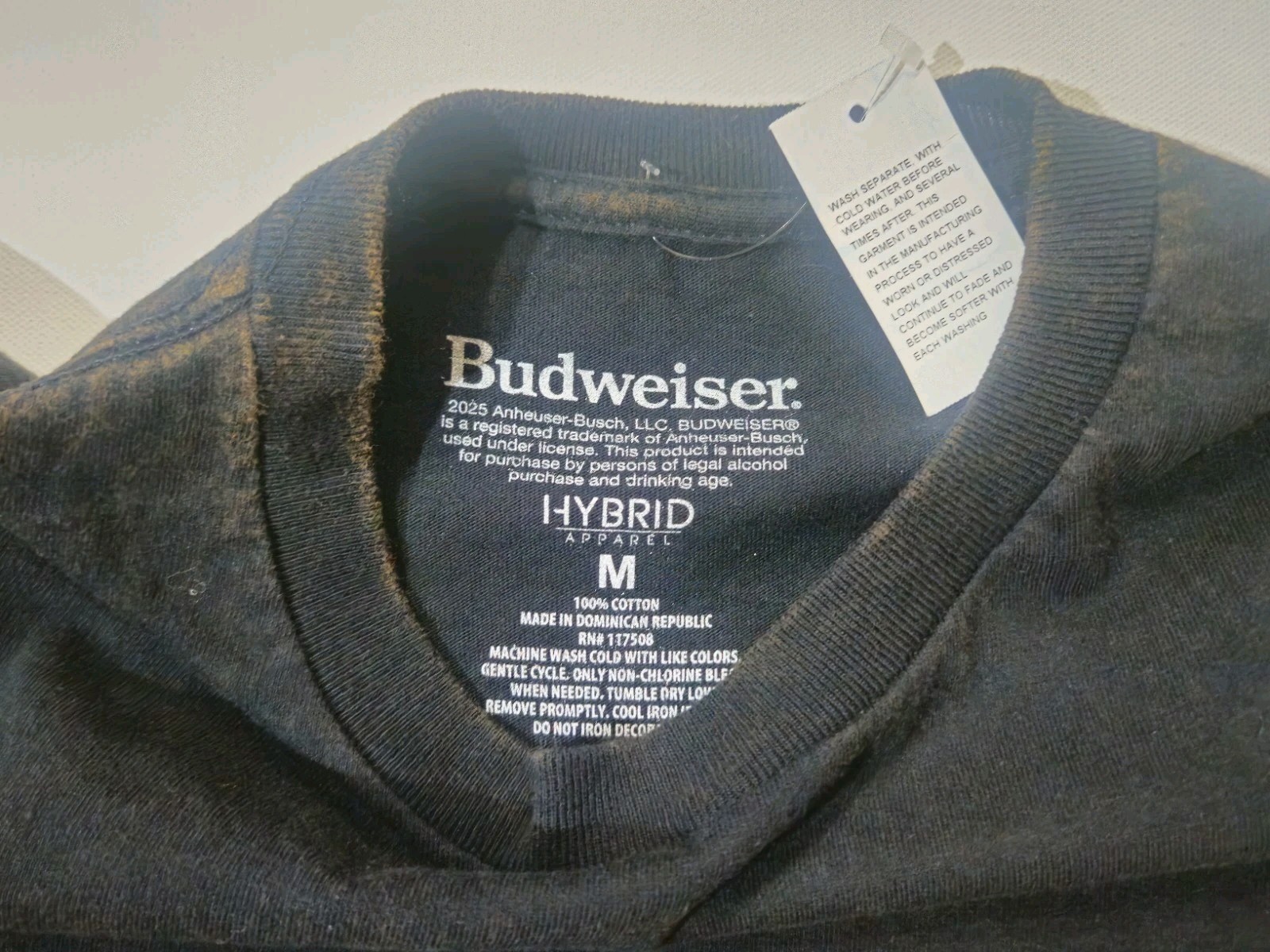NWT Budweiser Beer Shirt Mens Medium Black Distressed Cowboy Graphic Tee