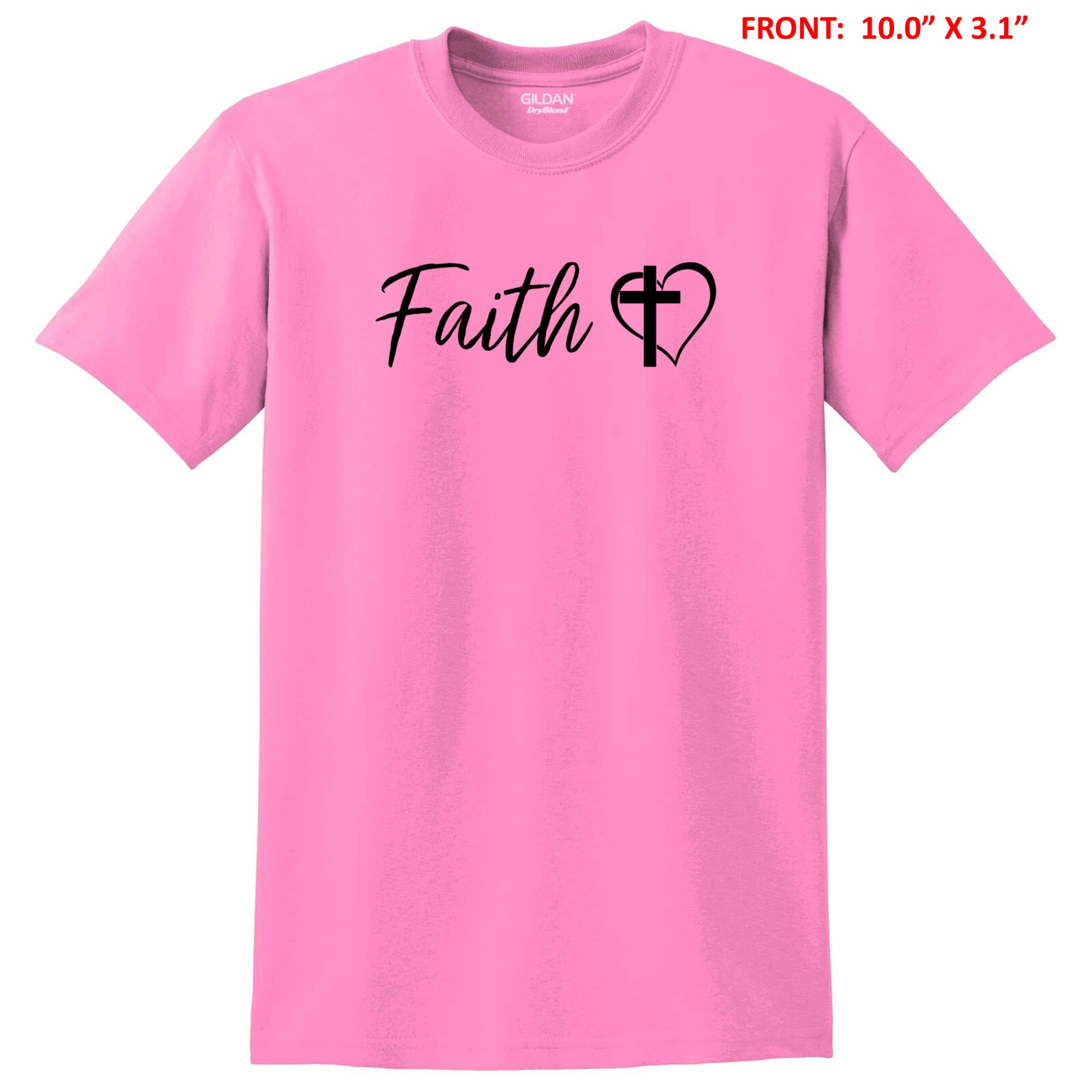 FAITH with CROSS & HEART UNISEX T-SHIRT S-3X GREAT GIFT -10 COLOR OPTIONS