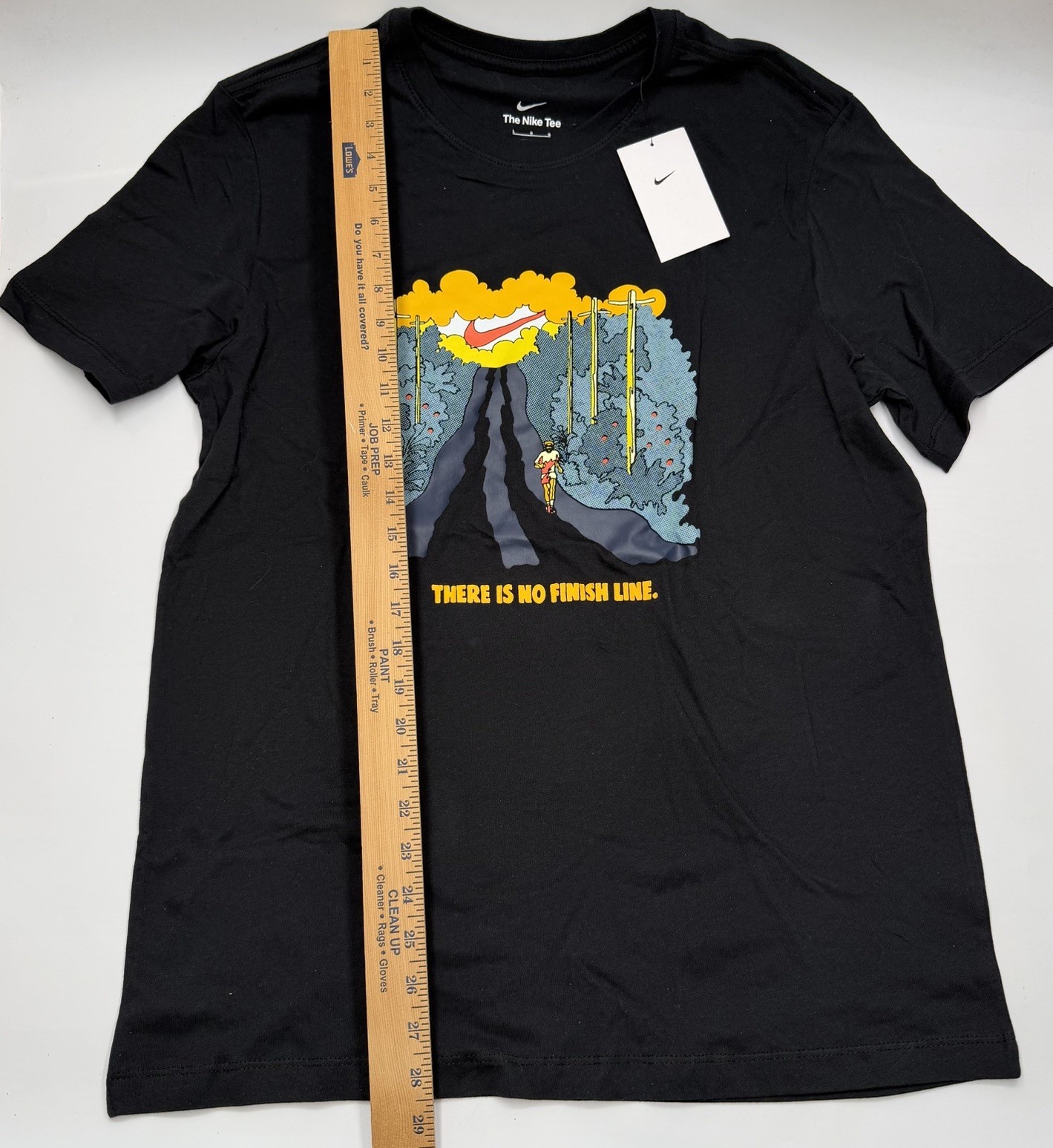NIKE RUNNING No Finish Line Tee MEN&rsquo;S BLACK YELLOW T-SHIRT Size Large NWT