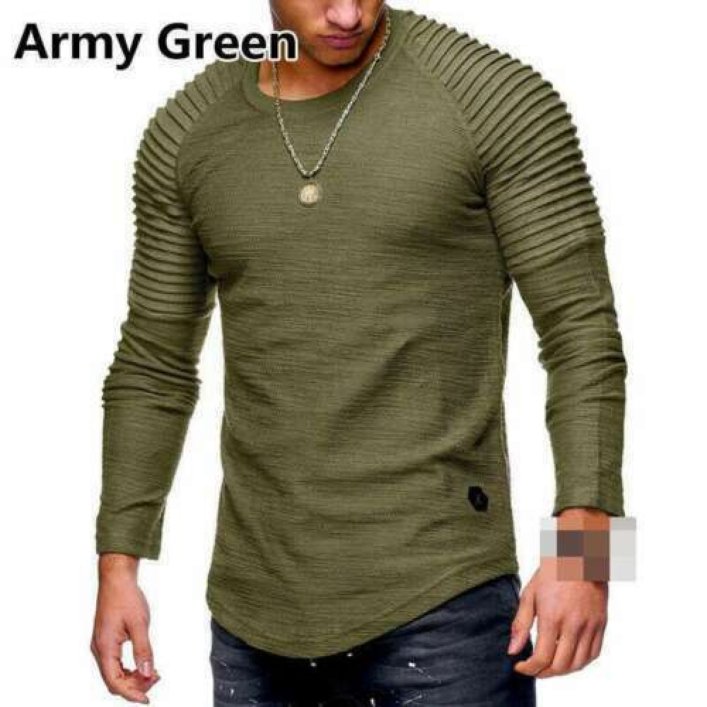Blouse Tops Muscle Long Casual Slim Fit Tee Sleeve O Neck Men&rsquo;s T-shirt S-3XL