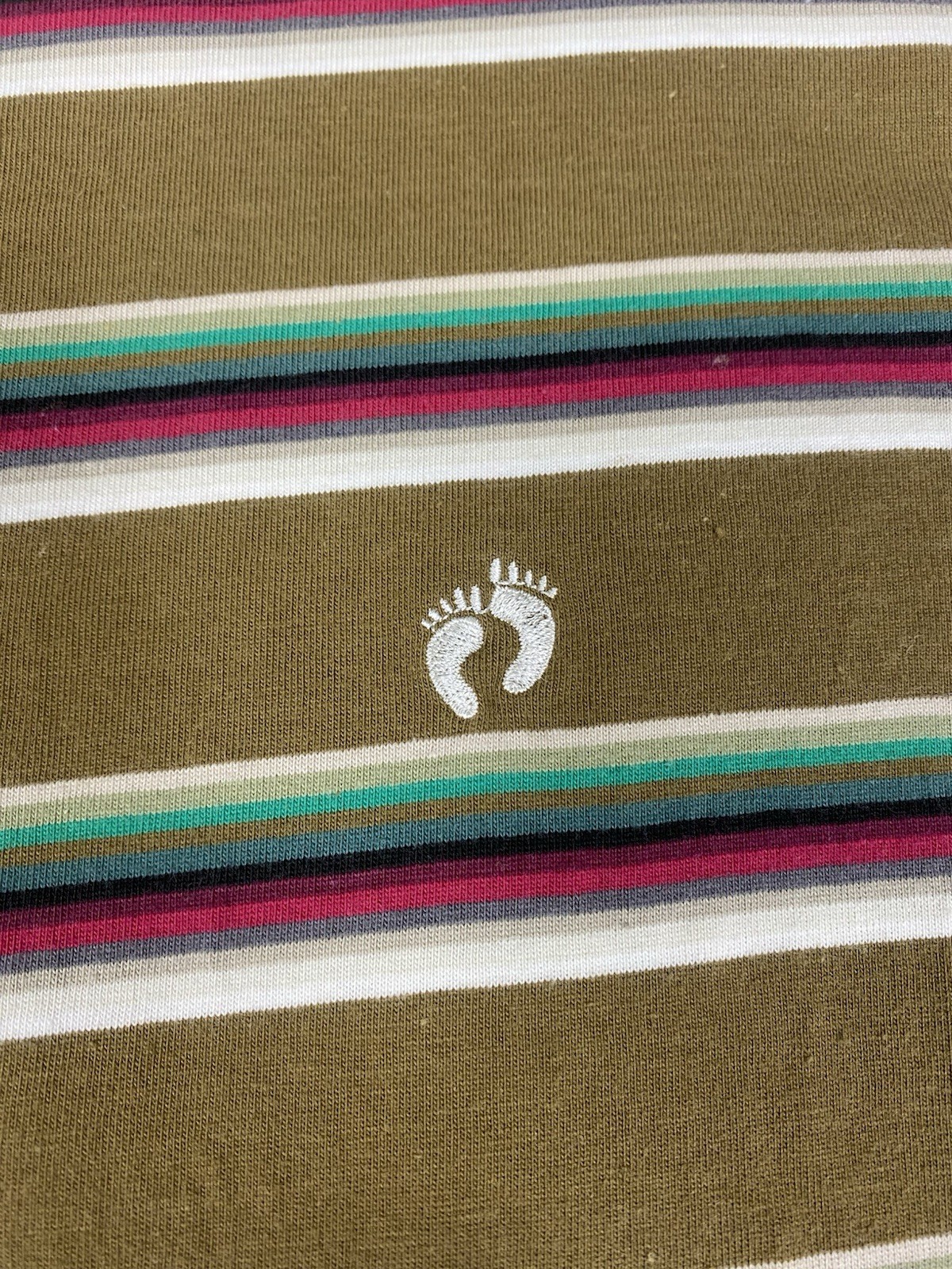 Vintage Hang Ten T Shirt Mens Small Multicoloured Striped Logo Casual Surf Skate