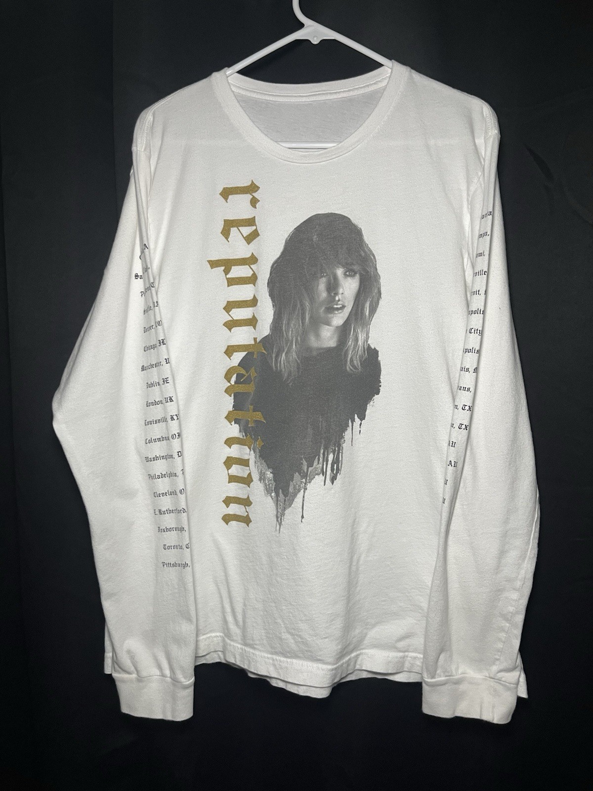 Taylor Swift Shirt Mens Large White Long Sleeve Reputation Stadium Tour Graphic