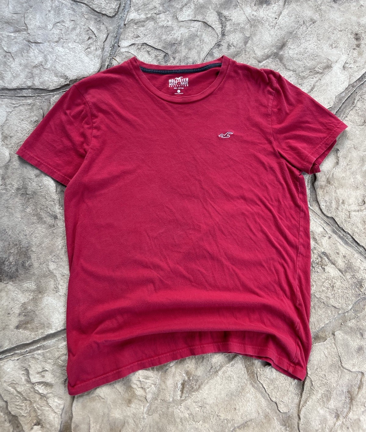 Hollister Must‑Have Collection Red T‑Shirt Embroidered Bird Logo Men’s Large