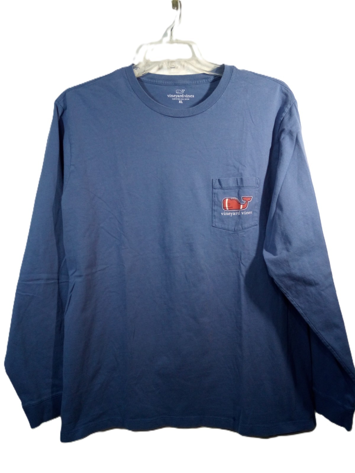 Vineyard Vines T-Shirt Men XL Blue Crew Graphic Chest Pocket Long Sleeve